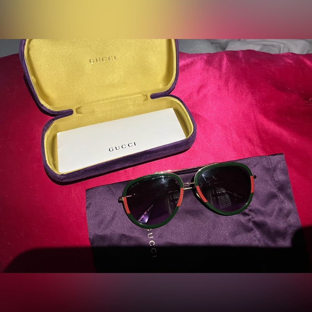 GUCCI Gold/Green/Red Aviators